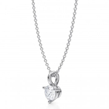 Lab Diamond 3-Prong Pendant Necklace 14K White Gold (0.50ct)