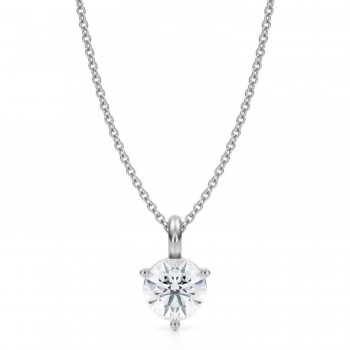 Lab Diamond 3-Prong Pendant Necklace 14K White Gold (1.00ct)
