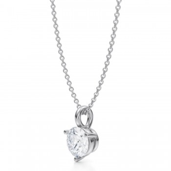 Lab Diamond 3-Prong Pendant Necklace 14K White Gold (1.00ct)