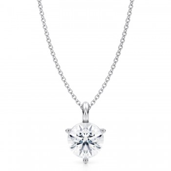 Lab Diamond 3-Prong Pendant Necklace 14K White Gold (1.50ct)
