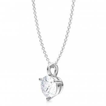 Lab Diamond 3-Prong Pendant Necklace 14K White Gold (1.50ct)