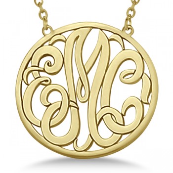 Custom Initial Circle Monogram Pendant Necklace in 14k Yellow Gold