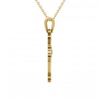 Diamond Accented Armenian Cross Pendant Necklace 14k Yellow Gold (0.01ctw)