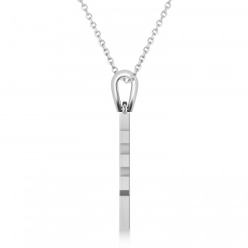 Eastern Orthodox Cross Pendant Necklace 14k White Gold