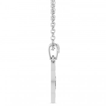 Jewish Star of David with Chai Pendant Necklace 14K White Gold