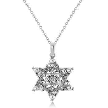 Diamond Jewish Star of David Pendant Necklace 14K White Gold (0.25ct)