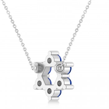 Blue Sapphire Jewish Star of David Pendant Necklace 14K White Gold (0.60ct)