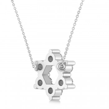 Star of David Diamond Pendant Necklace 14K White Gold (0.90ct)
