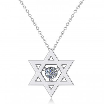 Floating Diamond Jewish Star of David Pendant Necklace 14K White Gold (.15ct)