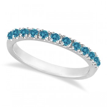 Blue Diamond Stackable Band Ring Guard in 14k White Gold (0.25ct)