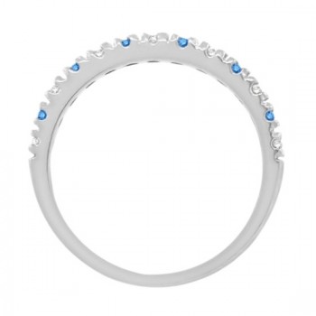 Blue & Lab White Diamond Stackable Ring Band 14k White Gold (0.25ct)