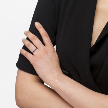 Blue Sapphire Stackable Ring/ Anniversary Band in 14k White Gold (0.37ct)