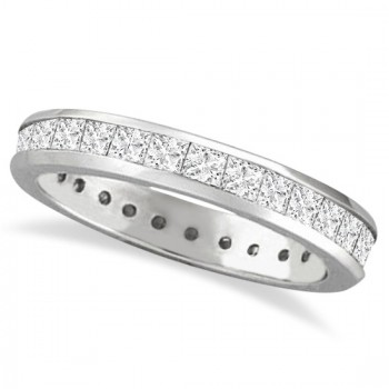 Channel-Set Princess Cut Diamond Eternity Ring 14k White Gold (1.56ct)