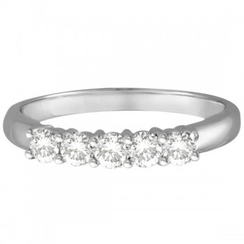 Five Stone Diamond Ring Anniversary Band 14k White Gold (0.50ctw)