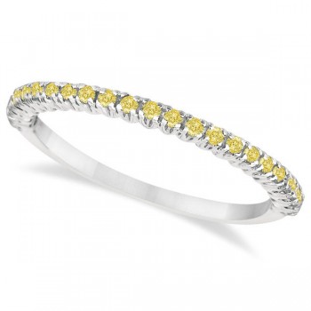 Half-Eternity Pave Yellow Diamond Stacking Ring 14k White Gold (0.25ct)