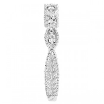 Diamond Stackable Vintage Style Ring in 14k White Gold (0.15ct)