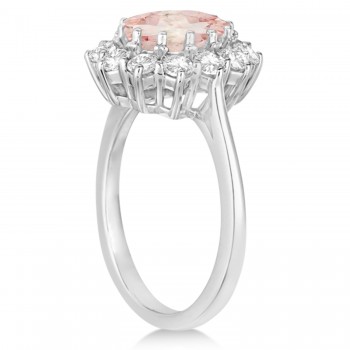 Oval Morganite and Diamond Ring 18k White Gold (3.60ctw)