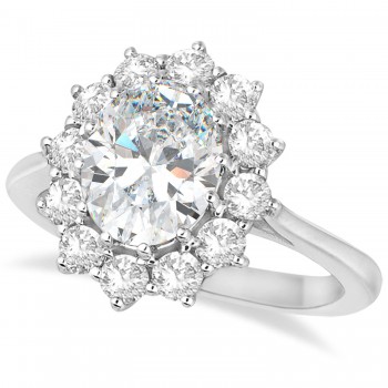 Oval Moissanite and Diamond Ring 14k White Gold (3.60ctw)