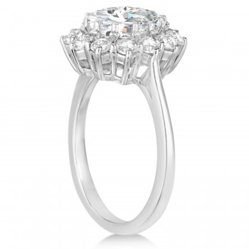 Oval Moissanite and Diamond Ring 14k White Gold (3.60ctw)