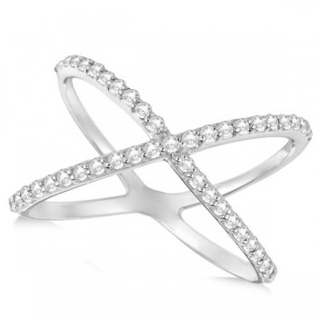 X Shaped Diamond Ring 14k White Gold 0.50ct