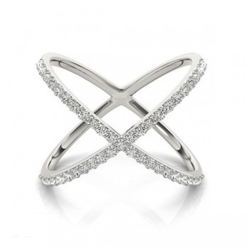 X Shaped Diamond Ring 14k White Gold 0.50ct