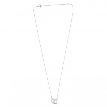 Adjustable Handcuff Necklace Pendant 14K White Gold