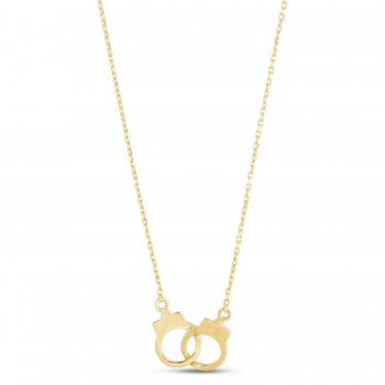 Adjustable Handcuff Necklace Pendant 14K Yellow Gold