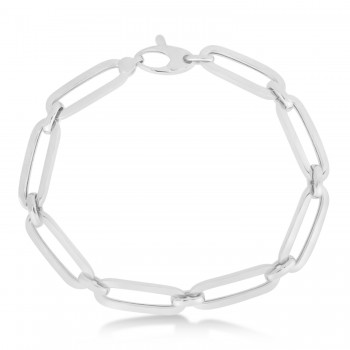 Large Bombay Paperclip Bracelet 14k White Gold (7mm)