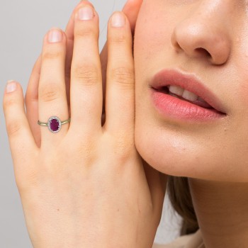 Ruby and Diamond Cocktail Ring in 14K Yellow Gold (0.95ct)