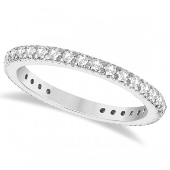 Pave Diamond Eternity Ring Anniversary Band 14K White Gold (0.50ct)