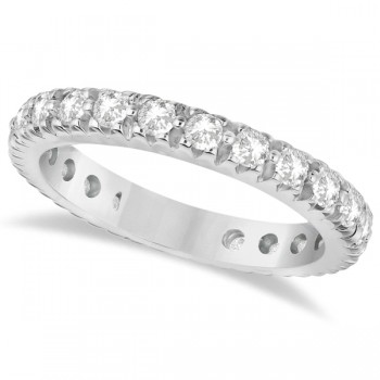 Pave Diamond Eternity Ring Anniversary Band 14K White Gold (1.01ct)