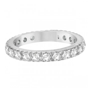 Pave Diamond Eternity Ring Anniversary Band 14K White Gold (1.01ct)