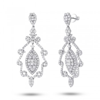 7.31ct 18k White Gold Diamond Chandelier Earrings