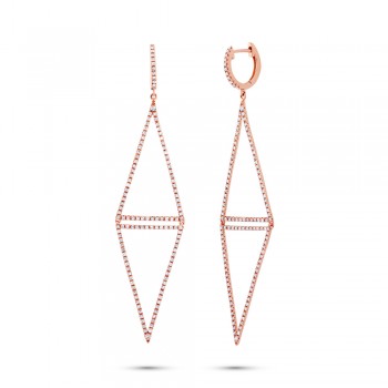 0.89ct 14k Rose Gold Diamond Triangle Earrings