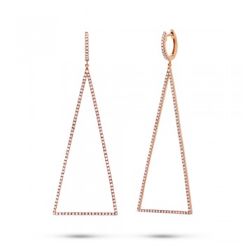 0.81ct 14k Rose Gold Diamond Triangle Earrings