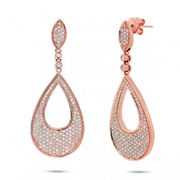 0.88ct 14k Rose Gold Diamond Pave Earrings
