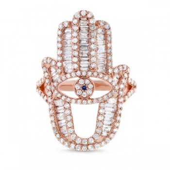 1.64ct 14k Rose Gold Diamond Hamsa Ring