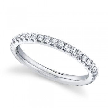 Diamond Accented Half Eternity Wedding Band 14k White Gold (0.58ct)