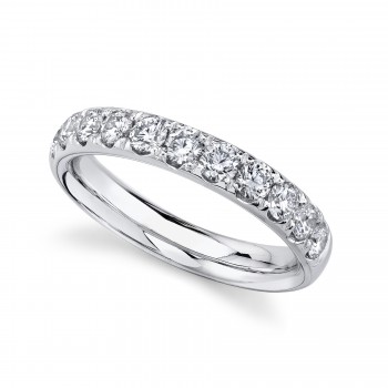 Diamond Prong Half Eternity Band 14k White Gold (0.90ct)
