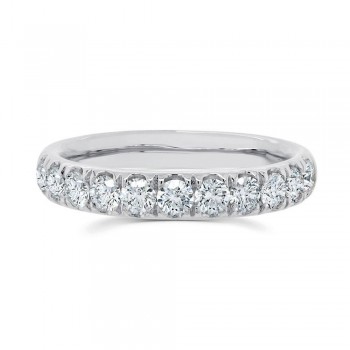Diamond Prong Half Eternity Band 14k White Gold (0.90ct)