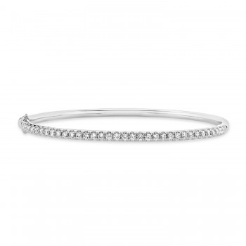 Diamond Prong Half Eternity Bangle Bracelet 14k White Gold (2.00ct)