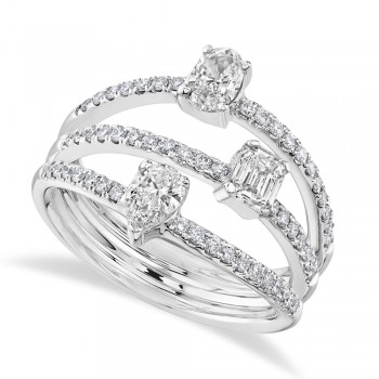 Round & Oval & Emerald Cut Diamond Ring 14k White Gold (1.24ct)