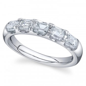 Emerald Cut Diamond Ring Band 14K White Gold (1.50ct)