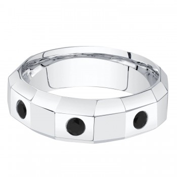 Round Lab Grown Black Diamond Mens Wedding Ring Band 14K White Gold (0.26ct)