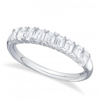 Emerald Cut Diamond Band Ring 14K White Gold (0.89ct)