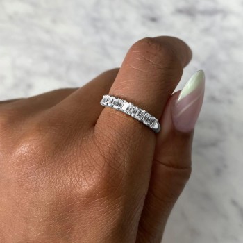 Emerald Cut Diamond Band Ring 14K White Gold (0.89ct)