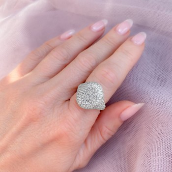 Lab-Grown Diamond Pave Halo Cigar Cocktail Ring 14K White Gold (2.30ct)