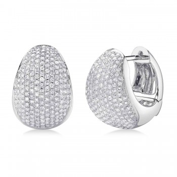 Diamond Huggie Chunky Earrings 14K White Gold (0.95ct)