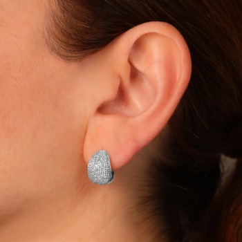 Diamond Huggie Chunky Earrings 14K White Gold (0.95ct)