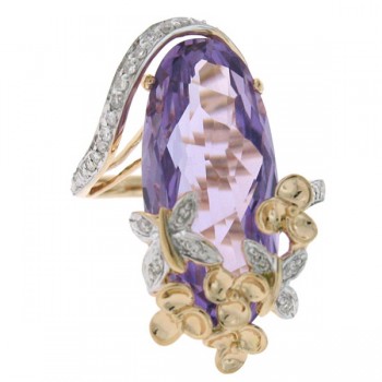 0.20ct Diamond & 9.97ct Amethyst 14k Two-tone R/g Ring